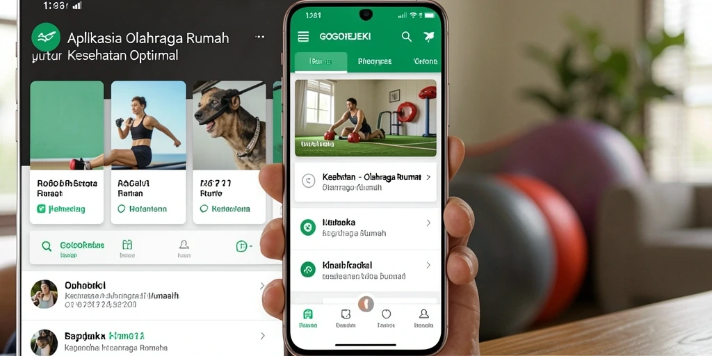 Antarmuka aplikasi GOGOREJEKI untuk latihan olahraga rumah.