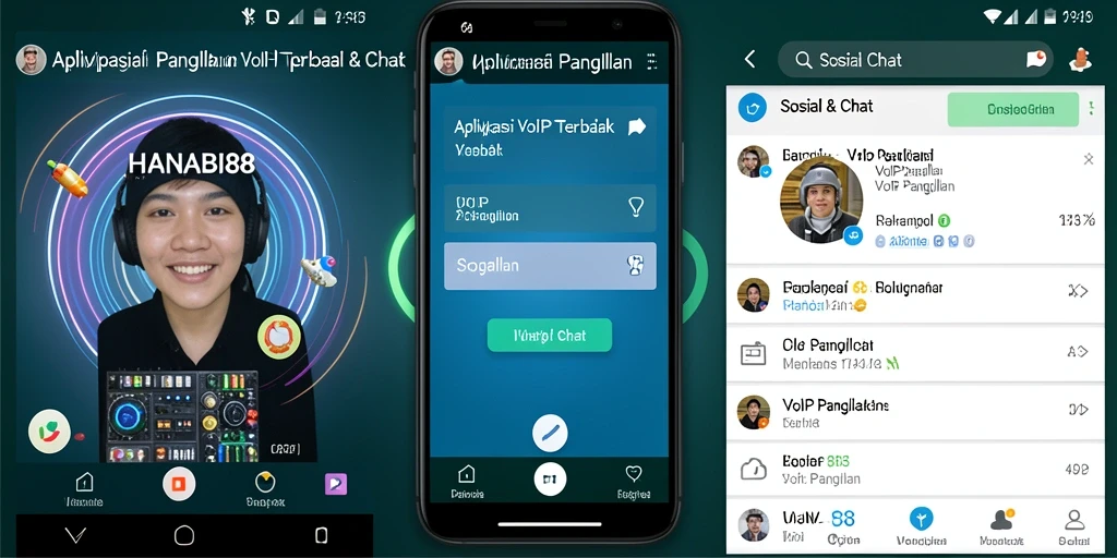 Tampilan antarmuka utama aplikasi HANABI88 dengan fitur VoIP.