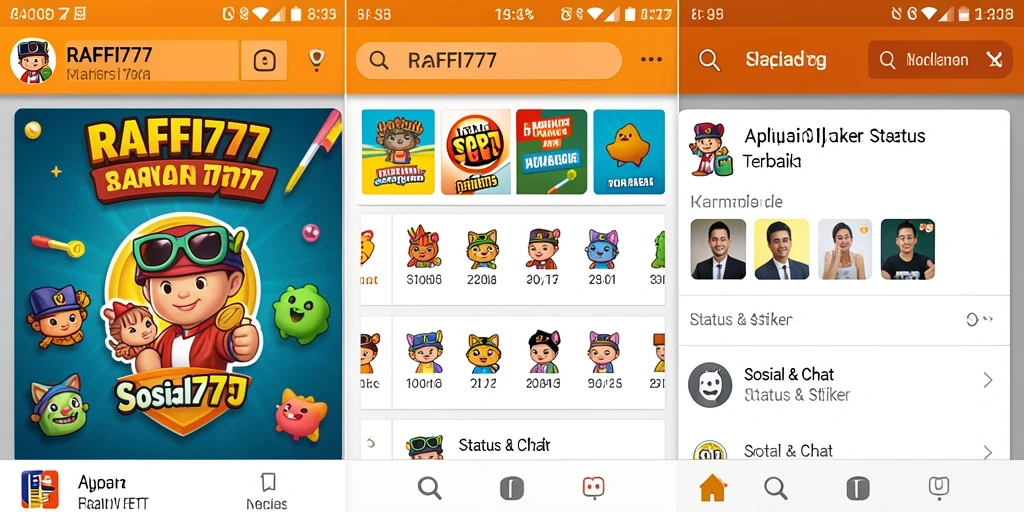 Tampilan antarmuka RAFFI777 yang menarik untuk Stiker dan Status.