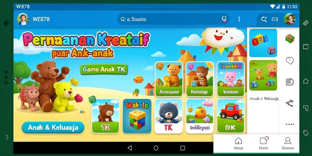 Antarmuka ceria permainan edukatif untuk anak-anak.