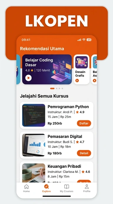 Tampilan katalog aplikasi lkopen