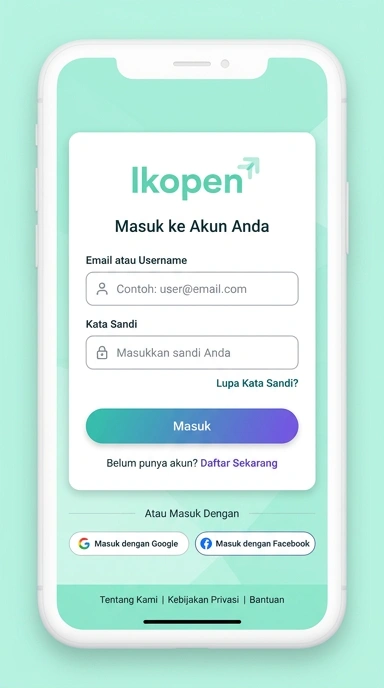 Tampilan halaman login lkopen